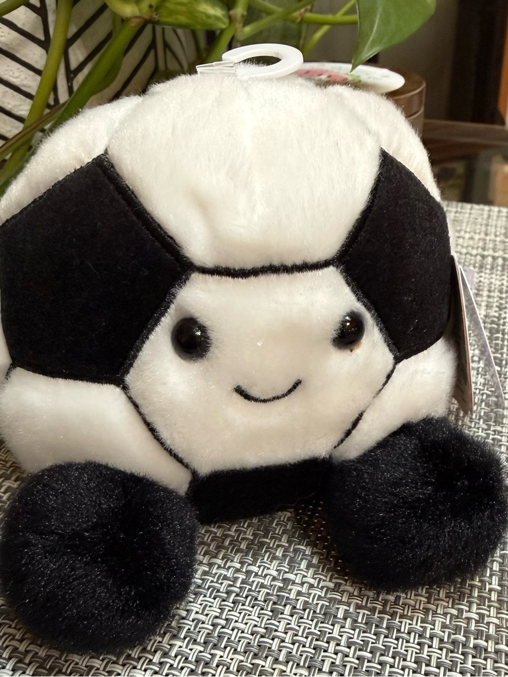 Palm Pals Soccer Ball ⚽️ Striker Stuffed Plush Toy - Black & White Collectable